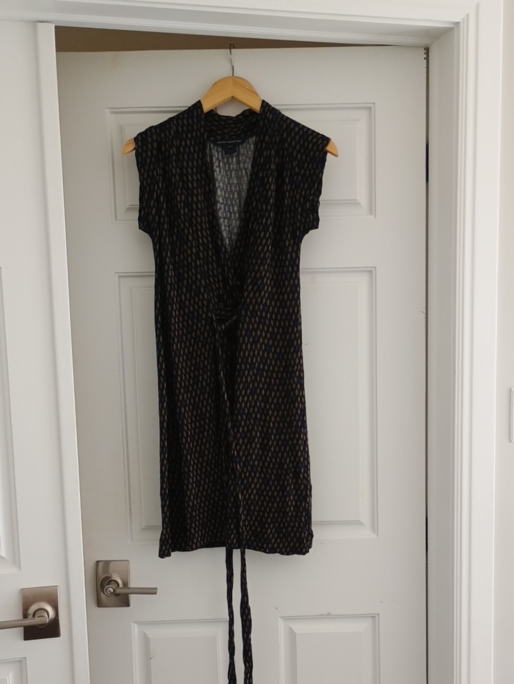 French Connection Black and Gold Patterned Midi Dress